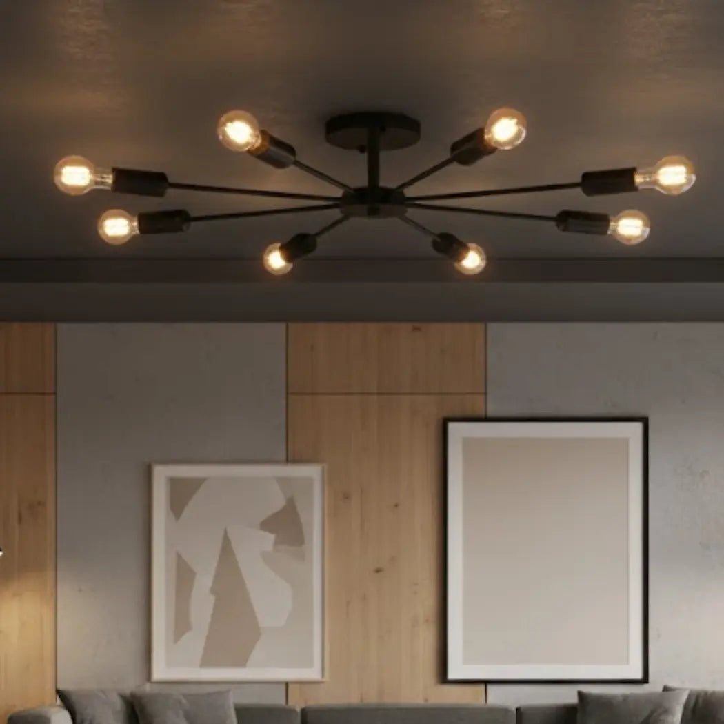 Black Metal Ceiling Chandelier with Electrostatic Paint Against Rust and Corrosion – Model SKN-002 from Oscar Furniture