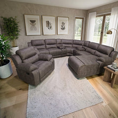 Luxury recliner set in linen, velvet, or suede leather with chaise lounge – BIM-041