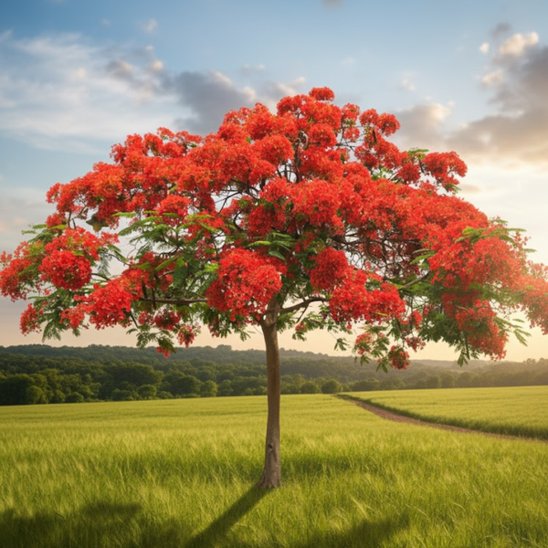 شجرة بونسيانا EGP-006 – شجرة زينة حمراء سريعة النمو تضيف لمسة فاخرة لأعمال اللاندسكيب والديكور الخارجي