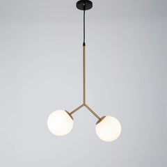 Modern Ceiling Pendant WDD-007 – Luxurious Gold Design with White Glass and Two E27 Light Bulbs
