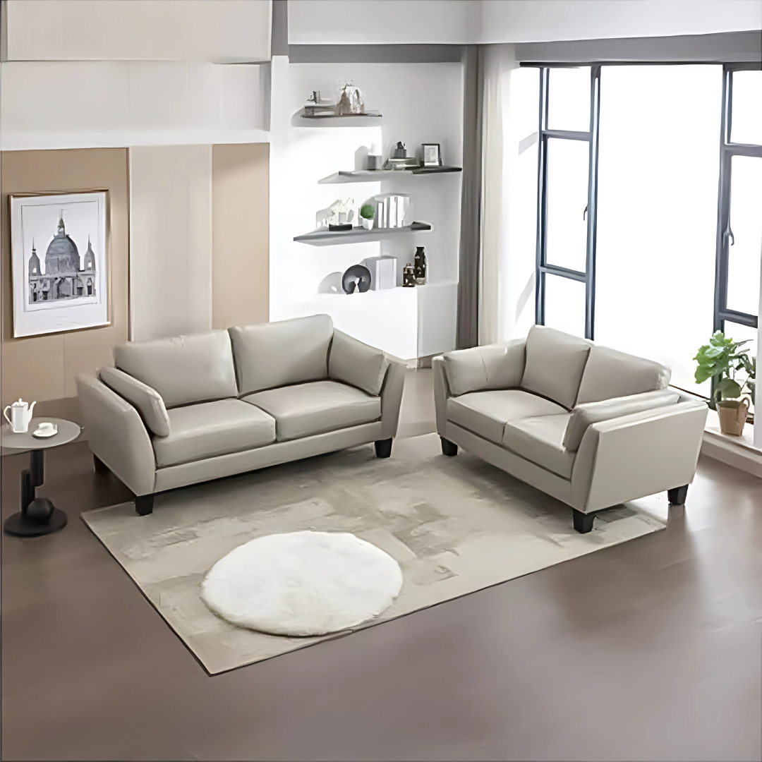 Beech wood sofa set - Koya linen fabric - ENT-048