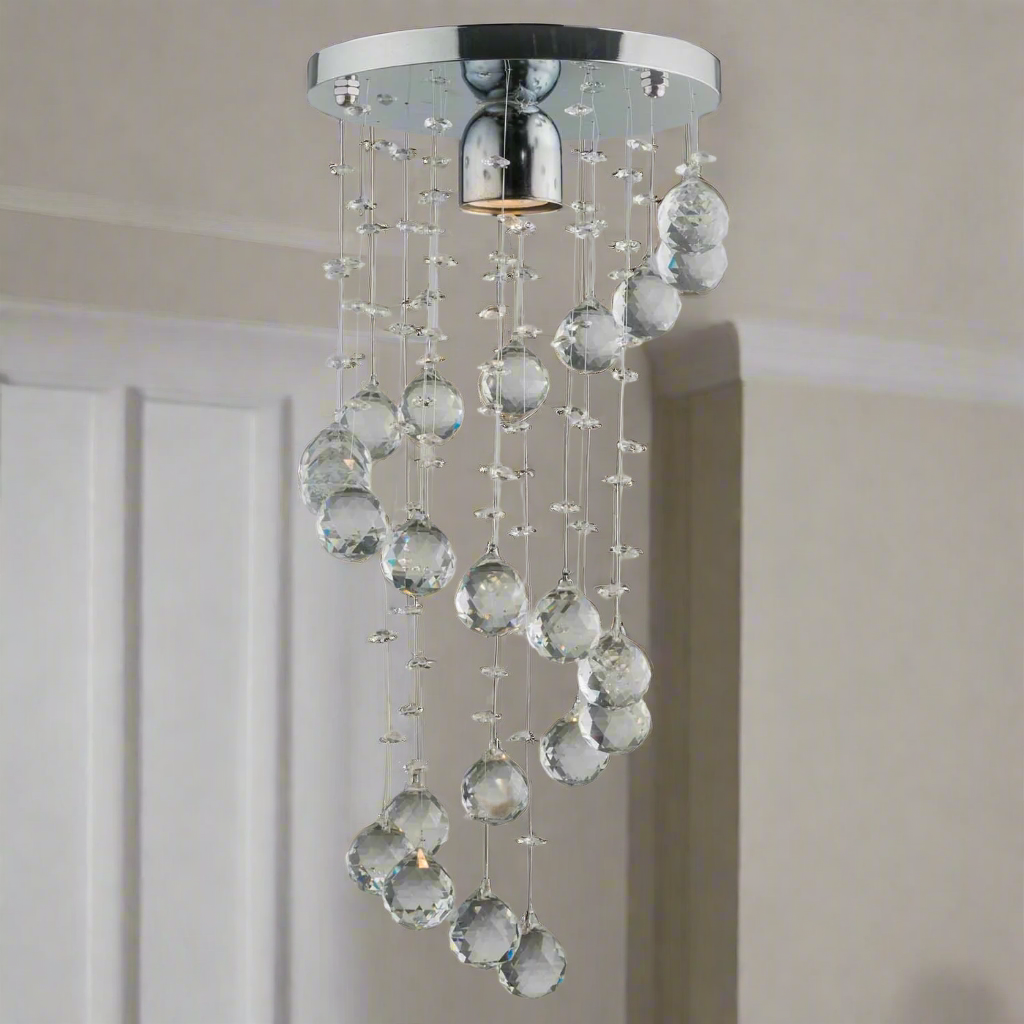 Stainless steel and crystal chandelier with a luxurious design