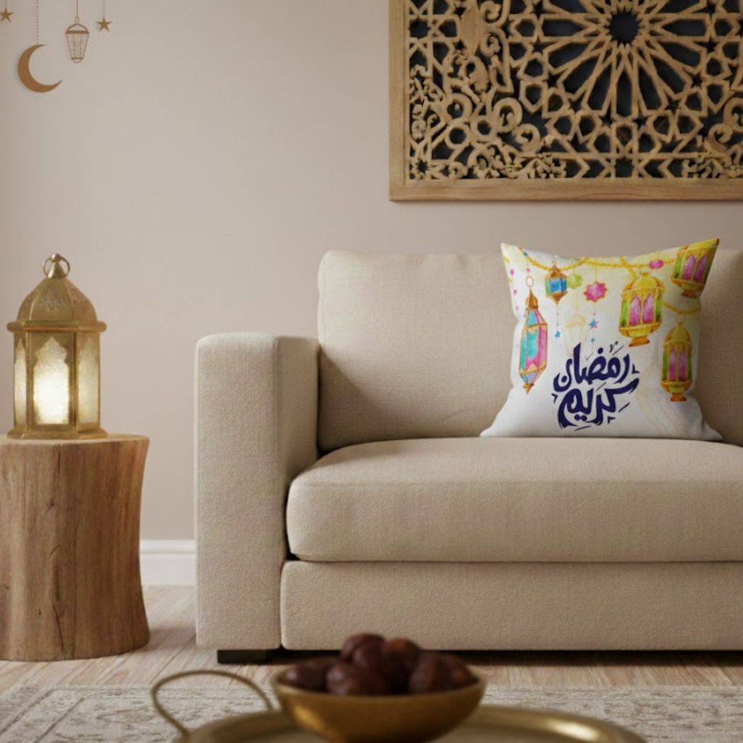 Ramadan Cushion 40×40 cm with Fiber Filling and Zipper – Elegant Ramadan Design | OS-RAM-028