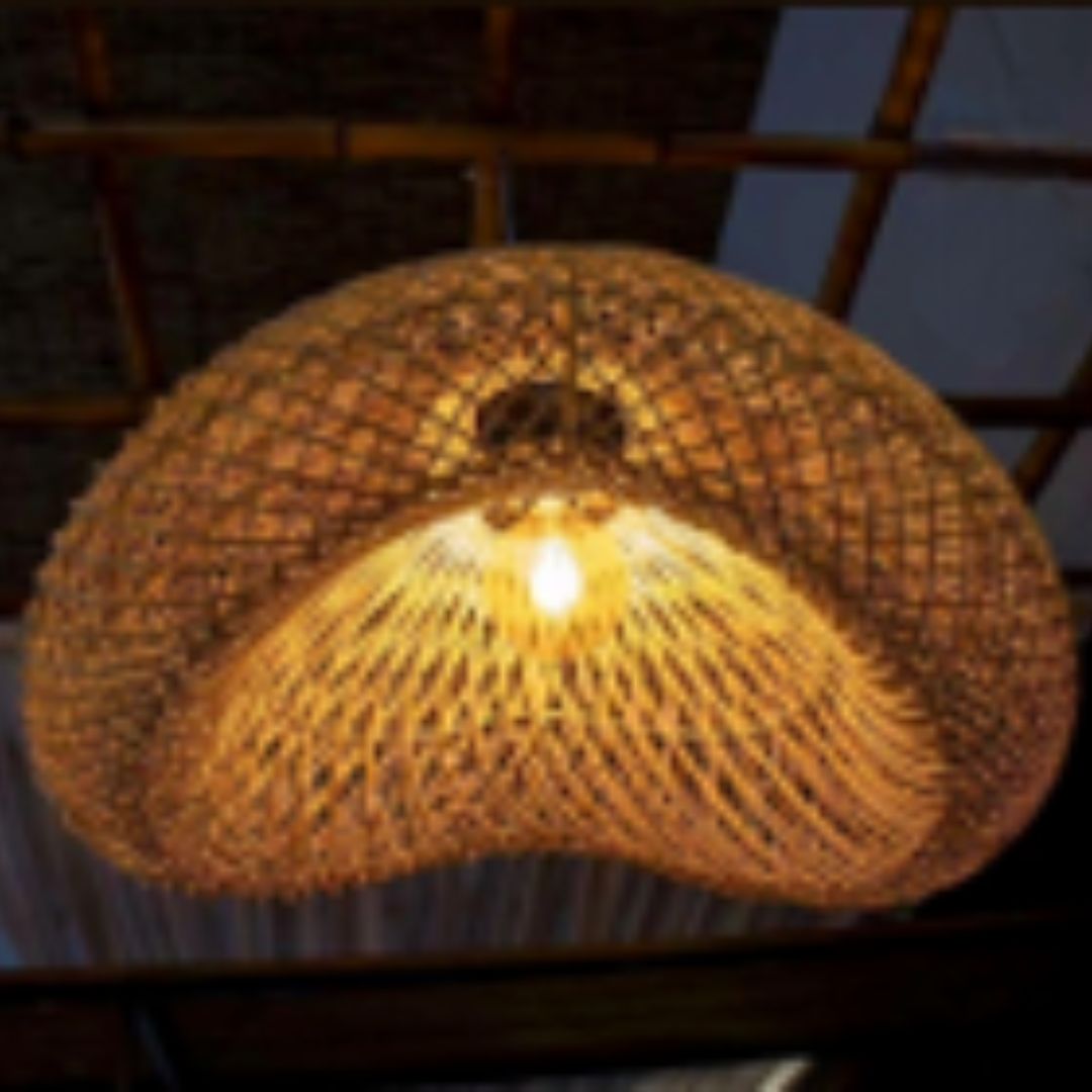Natural Bamboo Chandelier – Elegant Handmade Design Medium Size for Distinctive Lighting - HOB-045