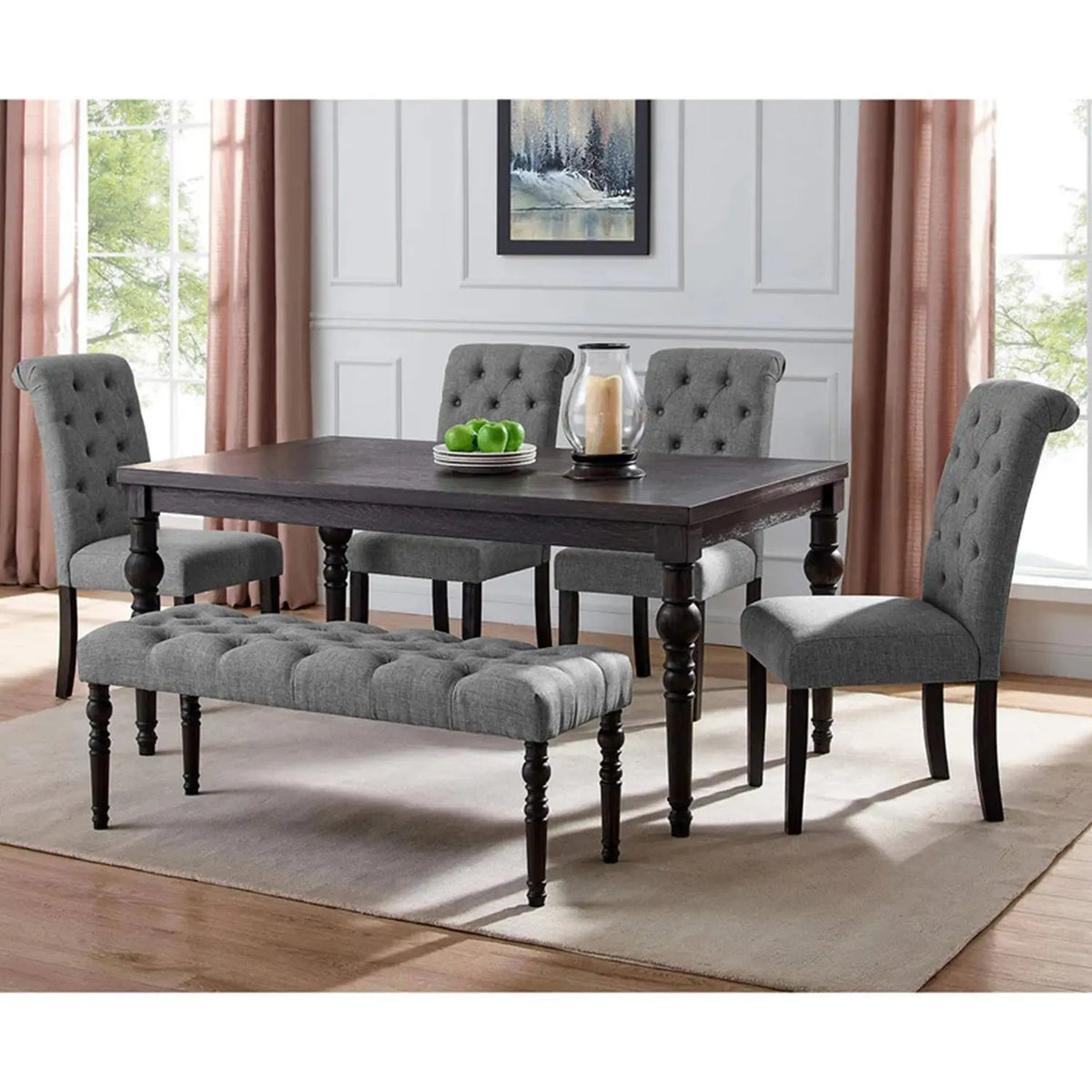 Dining table - 6 pieces of beech wood and high-quality MDF - KYN-164