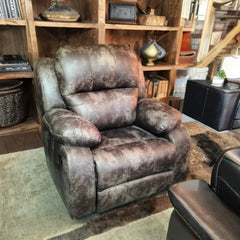 Red Beech Wood Recliner - Turkish Mechanism - Imported Easy-to-Clean Suede Leather - BIM-012