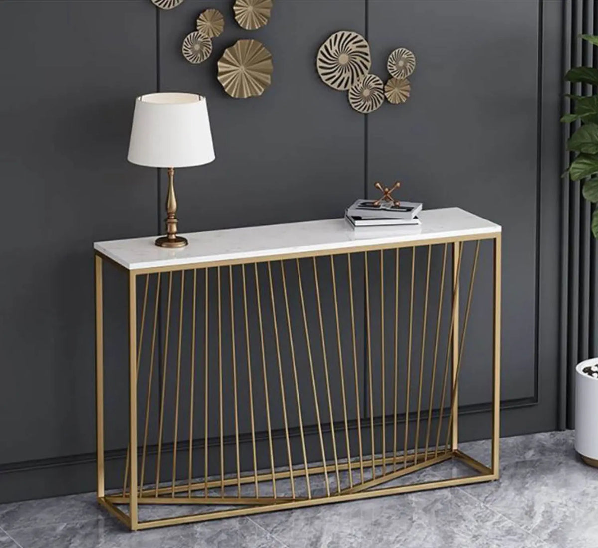 Patrick iron console, electrostatic paint and marble