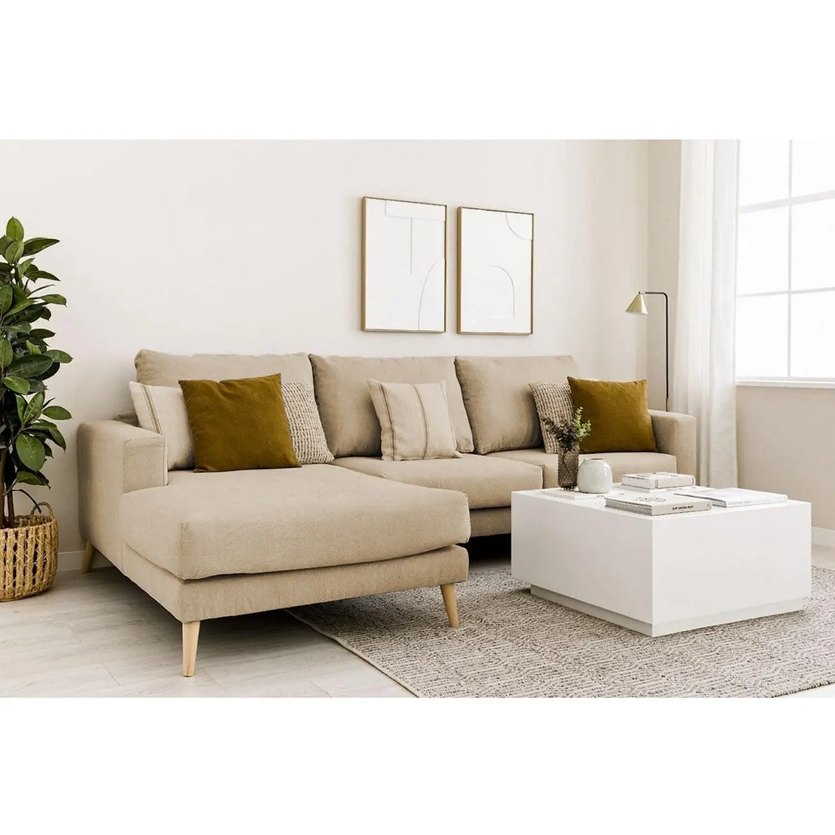 Beech wood corner and linen fabric - GLE-086