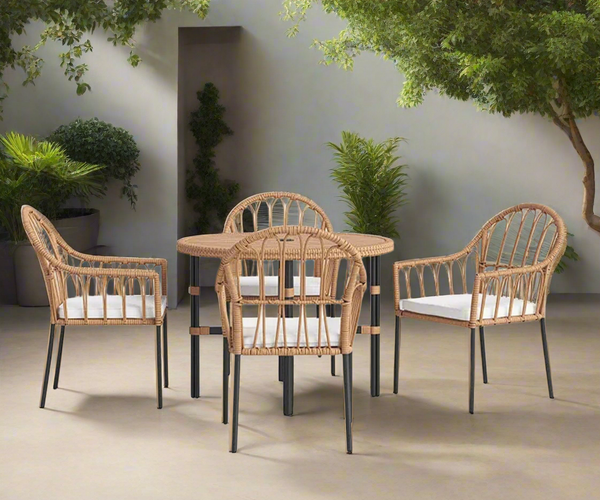 Dining set 4 chairs and table of rattan - OS-241