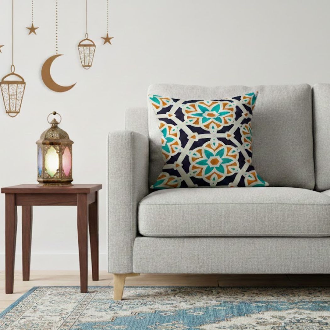 Ramadan Cushion 40×40 cm with Fiber Filling and Zipper – Elegant Ramadan Design | OS-RAM-042