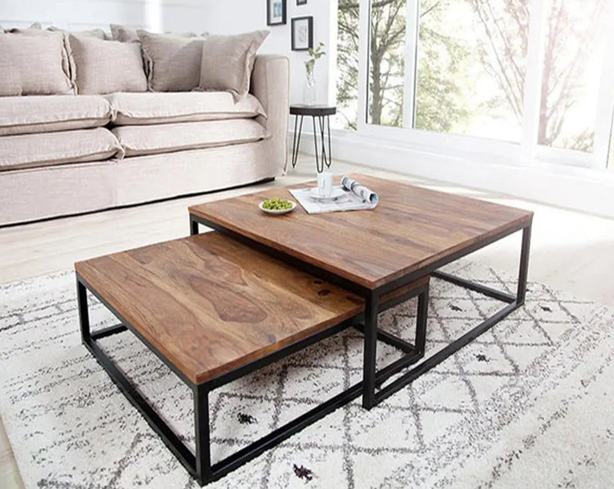 Iron and Melamine Wood Coffee Table - MTC-077