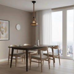 Single Metal Ceiling Pendant + Indian Linen Rope Electrostatic Rust-Resistant Coating – Model SKN-025 from Oscar Furniture
