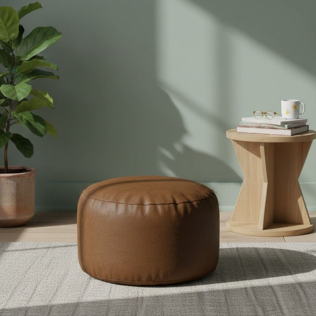 Large Ottoman with Comfortable and Modern Sabia Fabric in Brown ELH-082