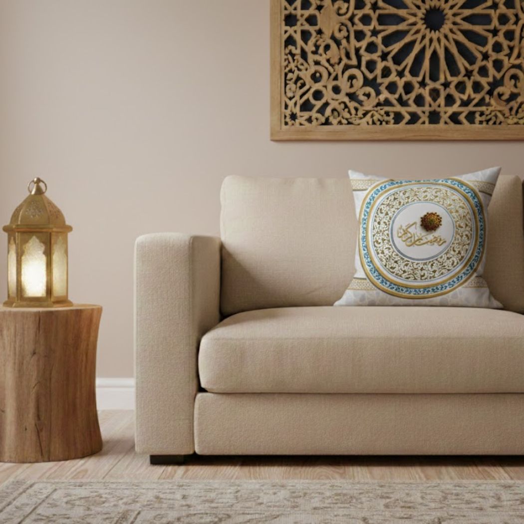 Ramadan Cushion 40×40 cm with Fiber Filling and Zipper – Elegant Ramadan Design | OS-RAM-027