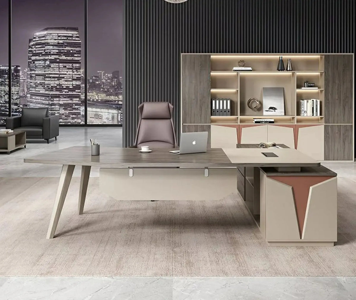 High-quality Spanish MDF wooden manager’s desk – a durable modern design suitable for professional offices – CEM-129