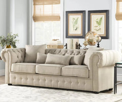 Beech wood sofa with linen or velvet fabric - KYN-023