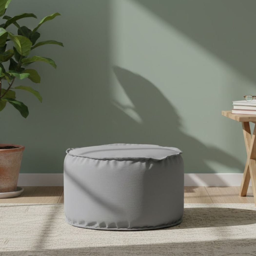 Medium-sized pouf with comfortable and modern Sabia fabric in gray color ELH-087