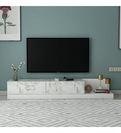 TV Table – White Marble MDF × White