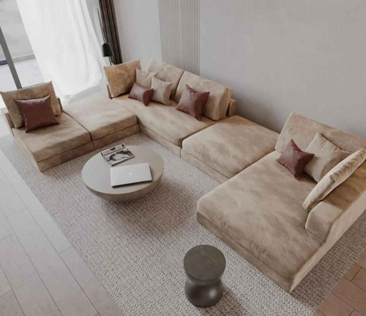 Beech wood corner with linen or velvet fabric - KYN-043