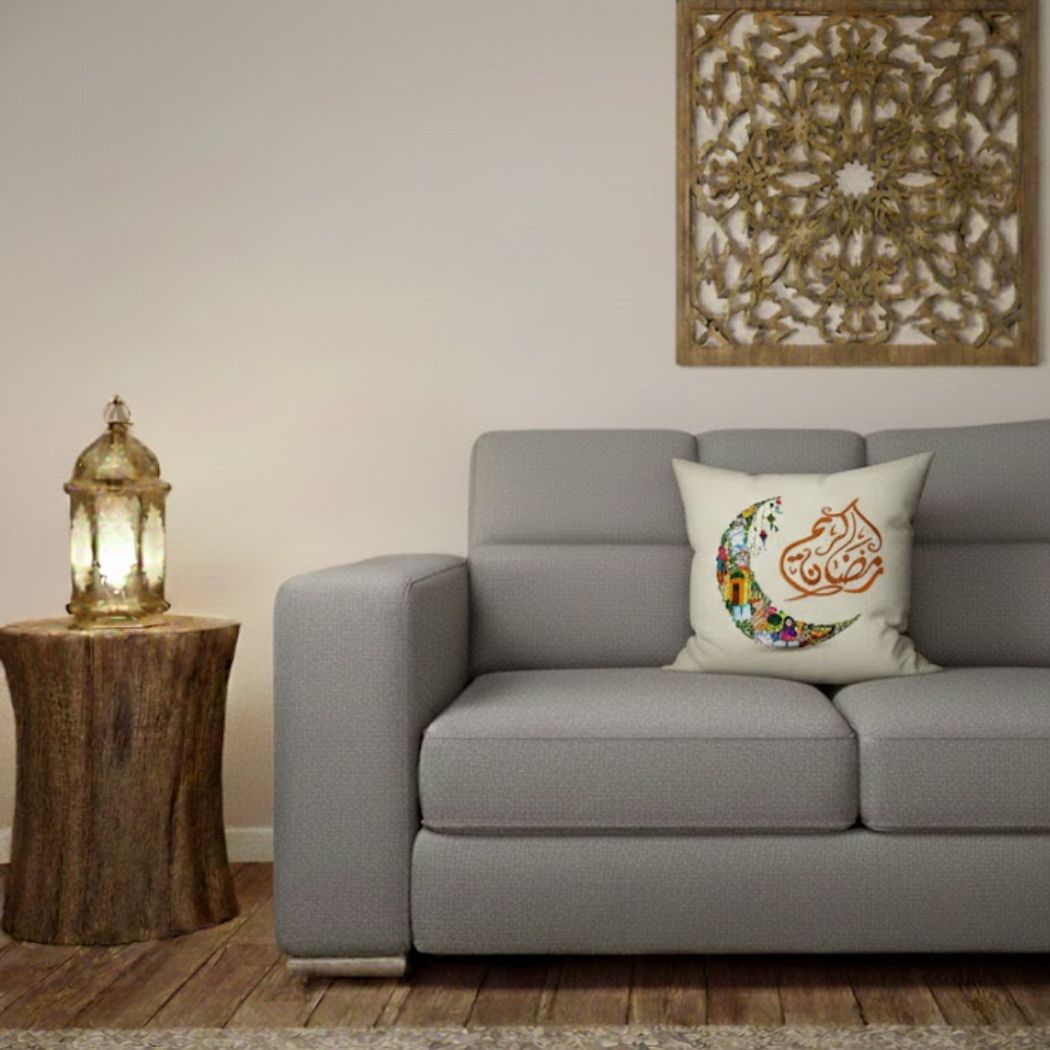 Ramadan Cushion 40×40 cm with Fiber Filling and Zipper – Elegant Ramadan Design | OS-RAM-035