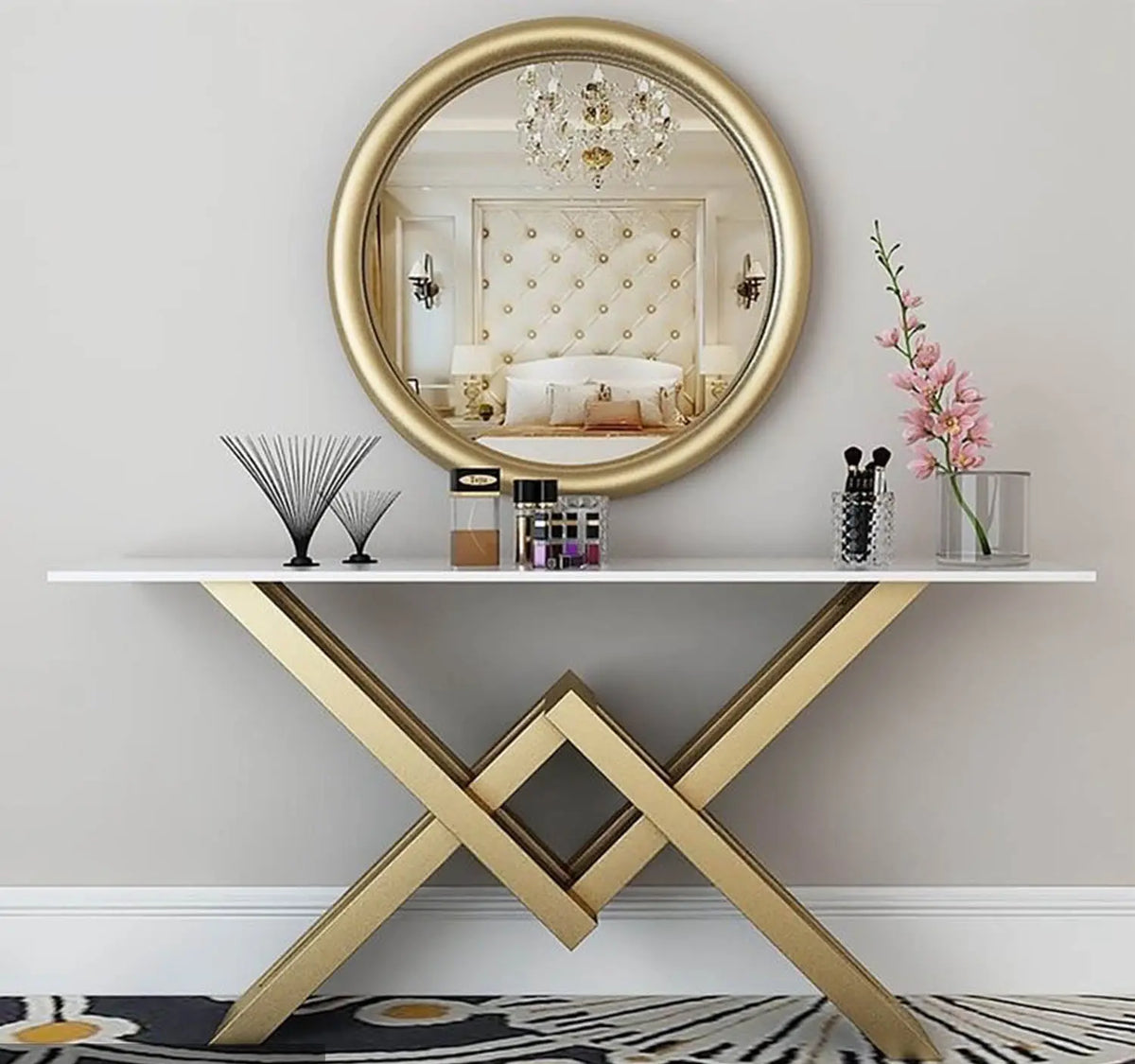 Iron console with electrostatic paint