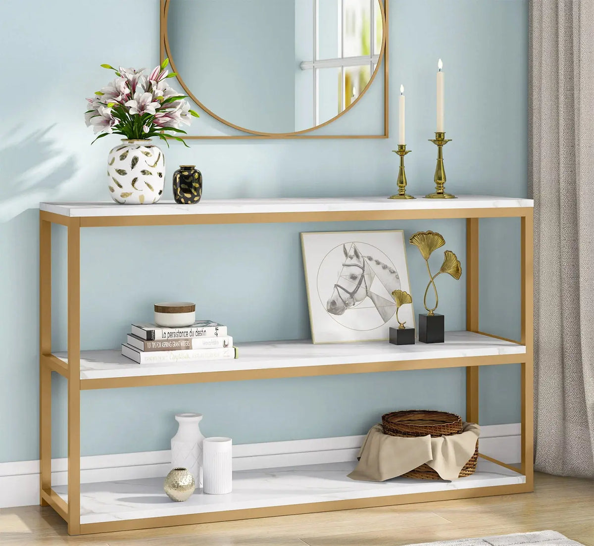 Metal Console with MDF Wood – Modern and Elegant Design Fast Shipping