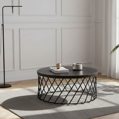 Square Coffee Table with Glass Top and Iron Frame for Modern Decor REL-033