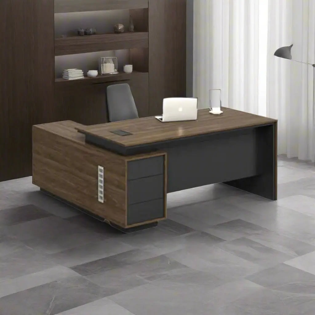 High-quality MDF wooden manager’s desk with a luxurious design – Model HFS-089