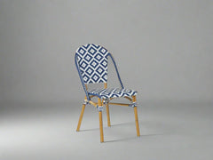 White × Blue Rattan Chair for Restaurants and Cafes - OS-023