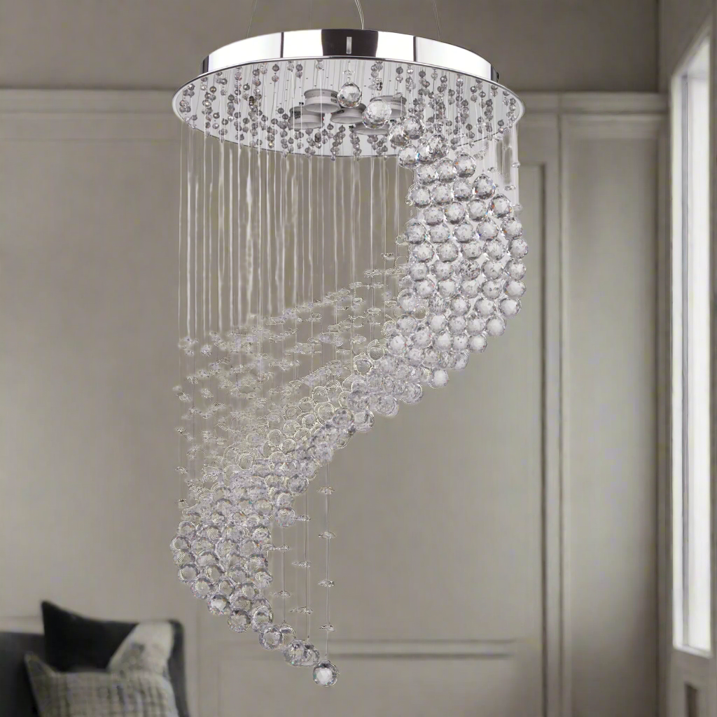 Luxury stainless steel and crystal chandelier for elegant lighting