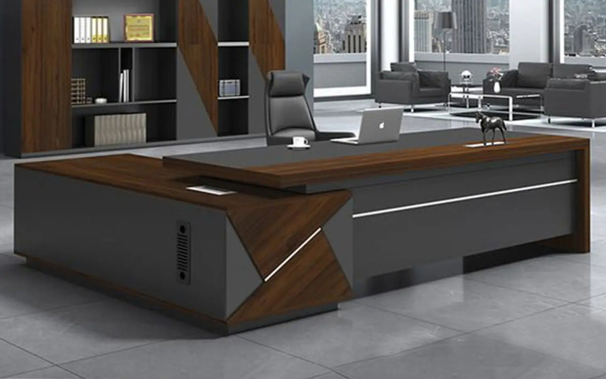 High-quality Spanish MDF wooden executive desk – a durable, modern design suitable for professional offices – CEM-136