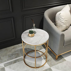 Steel Coated Coffee Table – Luxury Carrara Marble Top – Elegant Modern Design – Model ZSL-014
