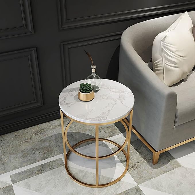 Steel Coated Coffee Table – Luxury Carrara Marble Top – Elegant Modern Design – Model ZSL-014