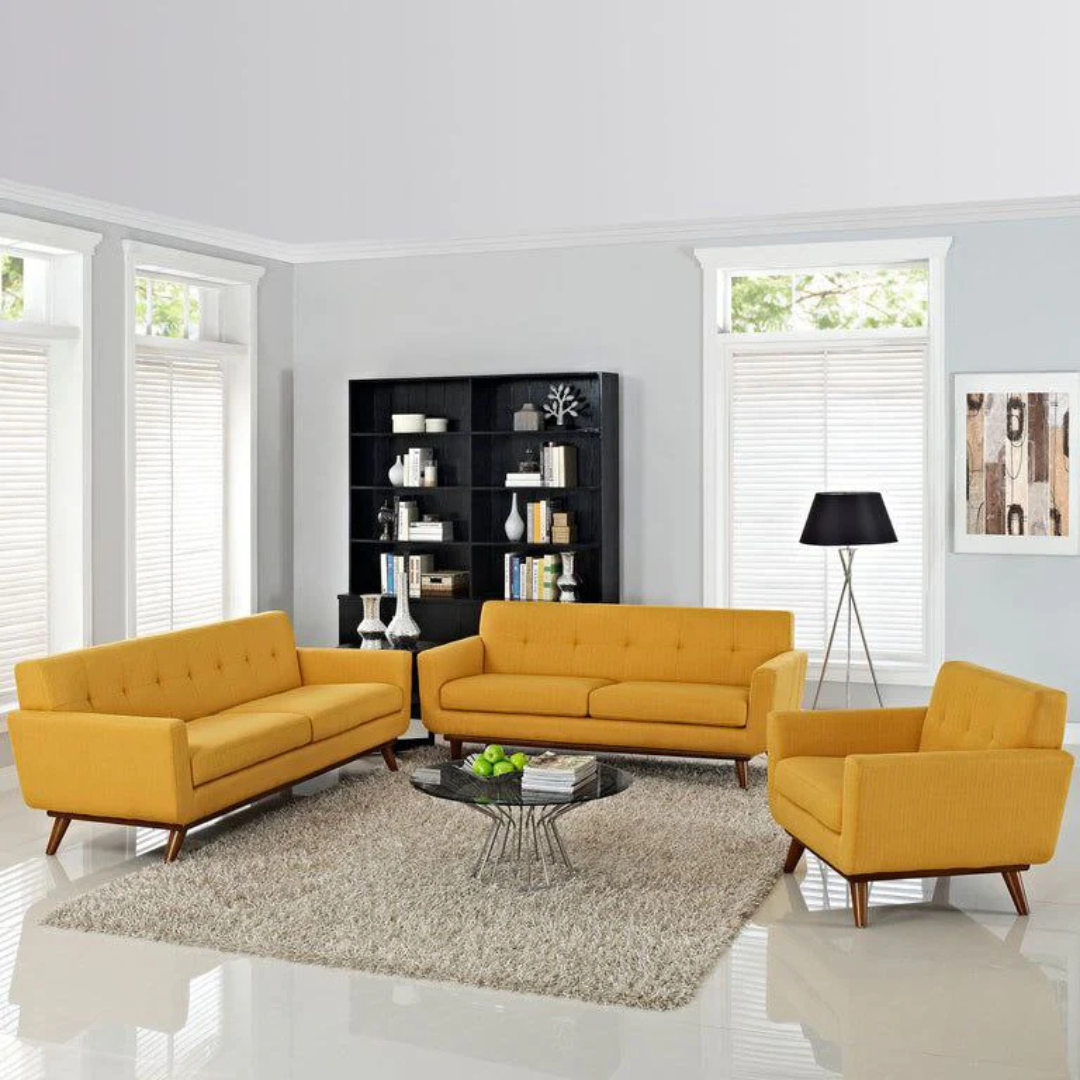 Beech wood sofa set - Koya linen fabric - ENT-046