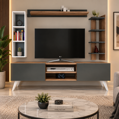 TV table with additional units made of high-quality MDF wood - HFS-002