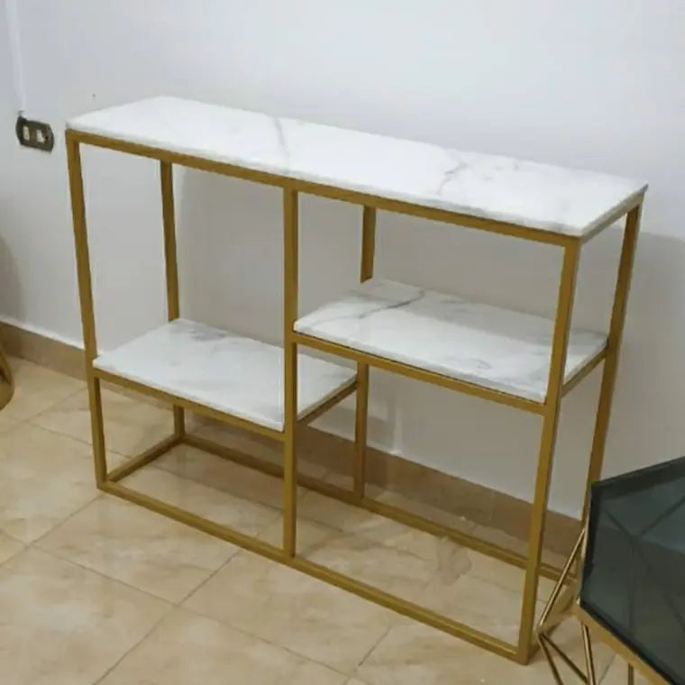 Metal steel console with white Turkish Carrara marble top – luxury design