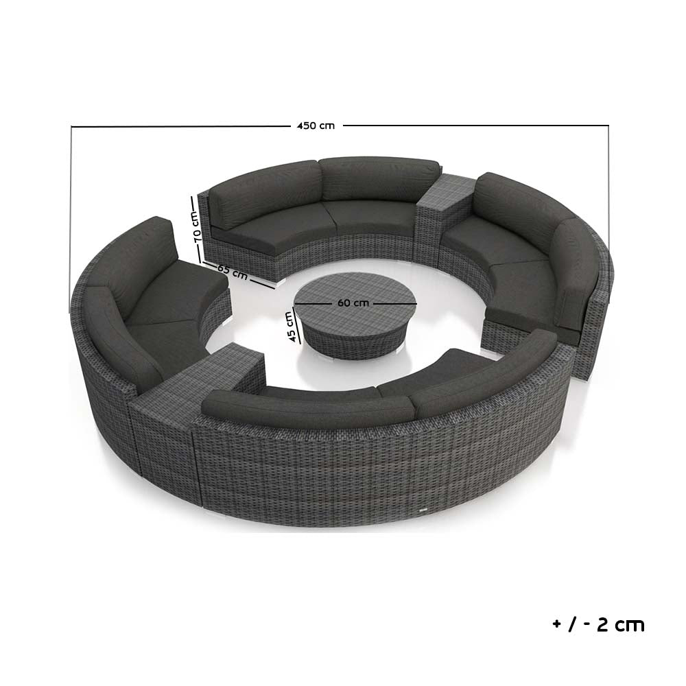 Round rattan corner with a modern design