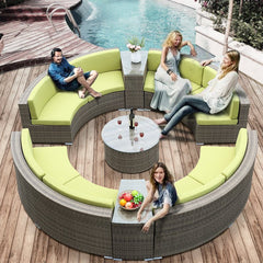 Round rattan corner with a modern design