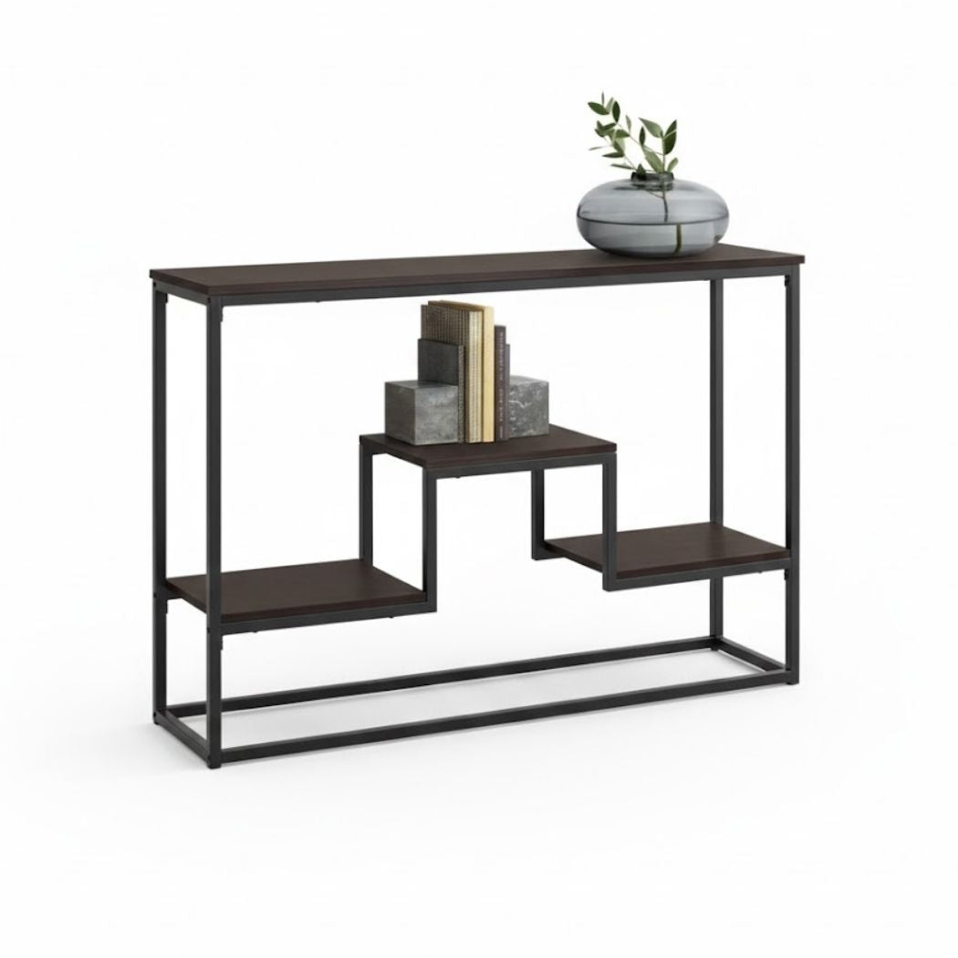 Console with MDF wood surface and iron frame for modern decor REL-047