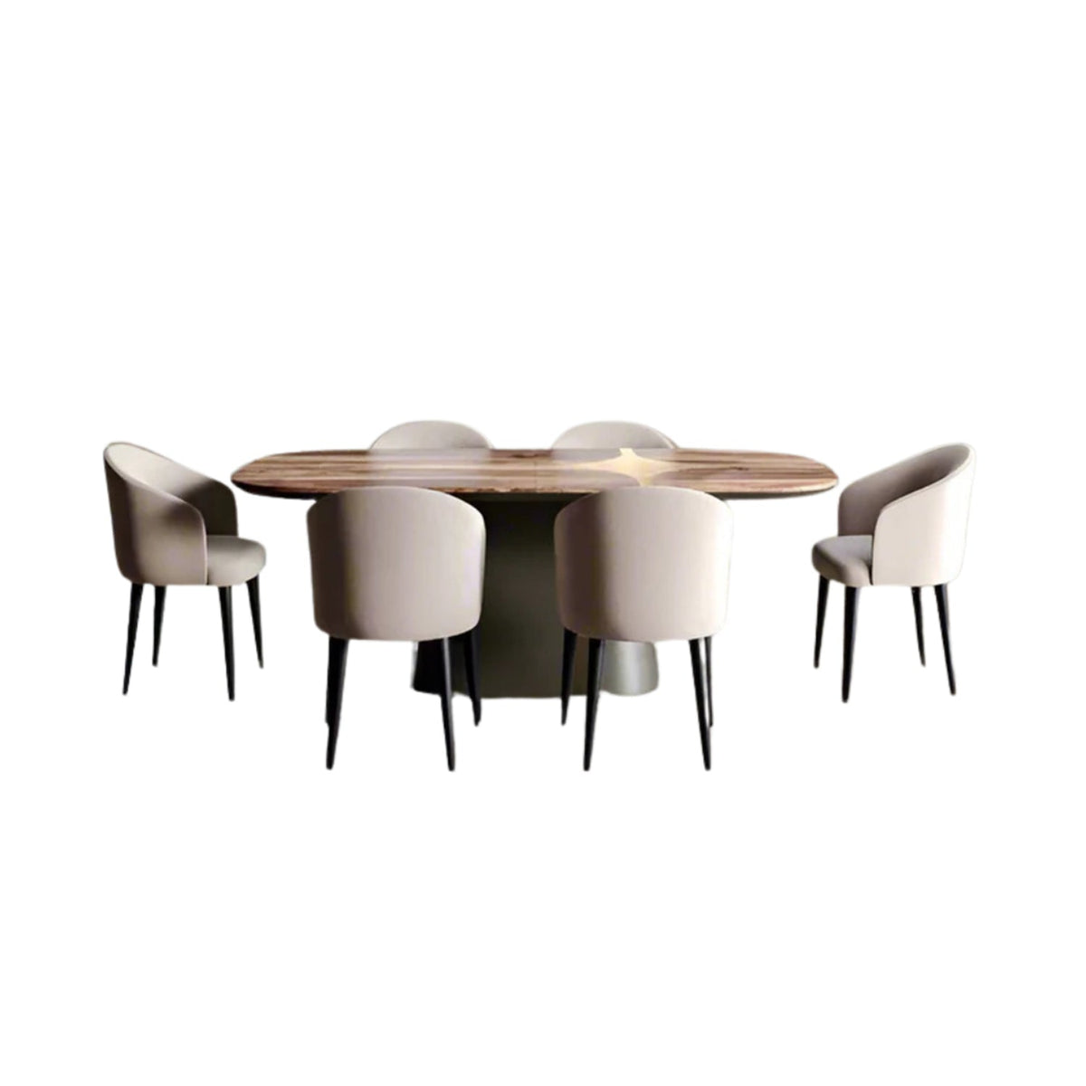Dining table - 7 pieces, wooden counter - HBL surface - KYN-167