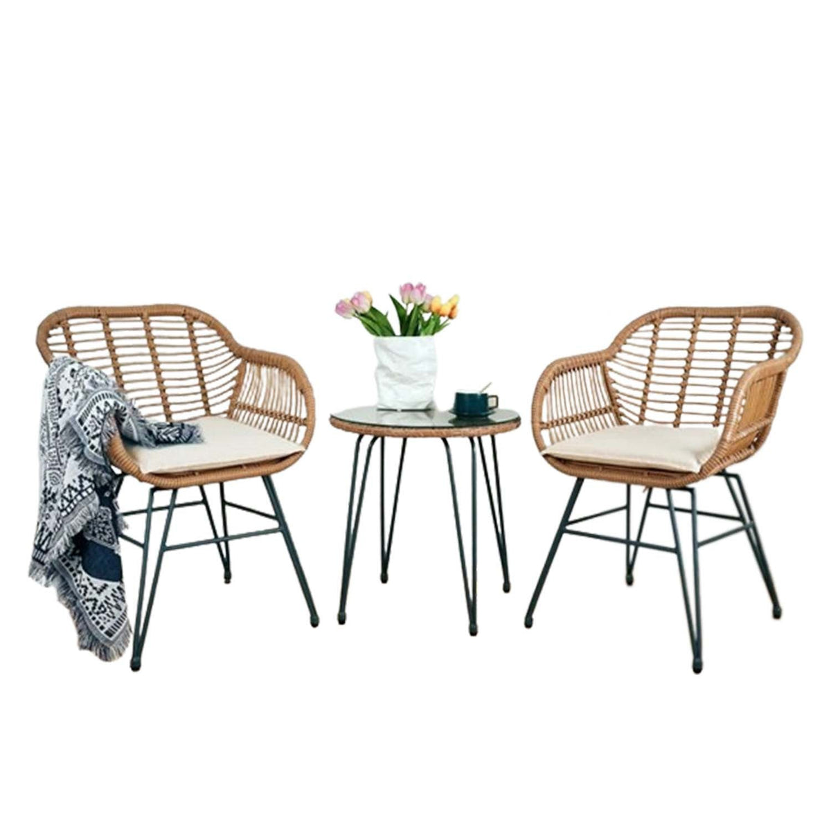 Set of 2 chairs and a table made of rattan - OS-300
