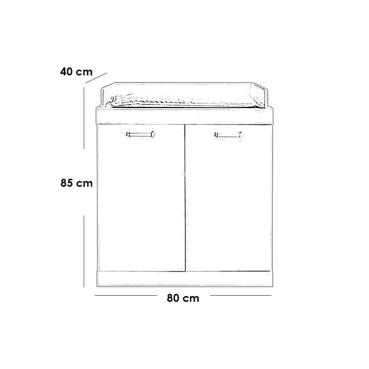 White MDF baby changing unit - 85 x 40 x 80 cm - OSM-601