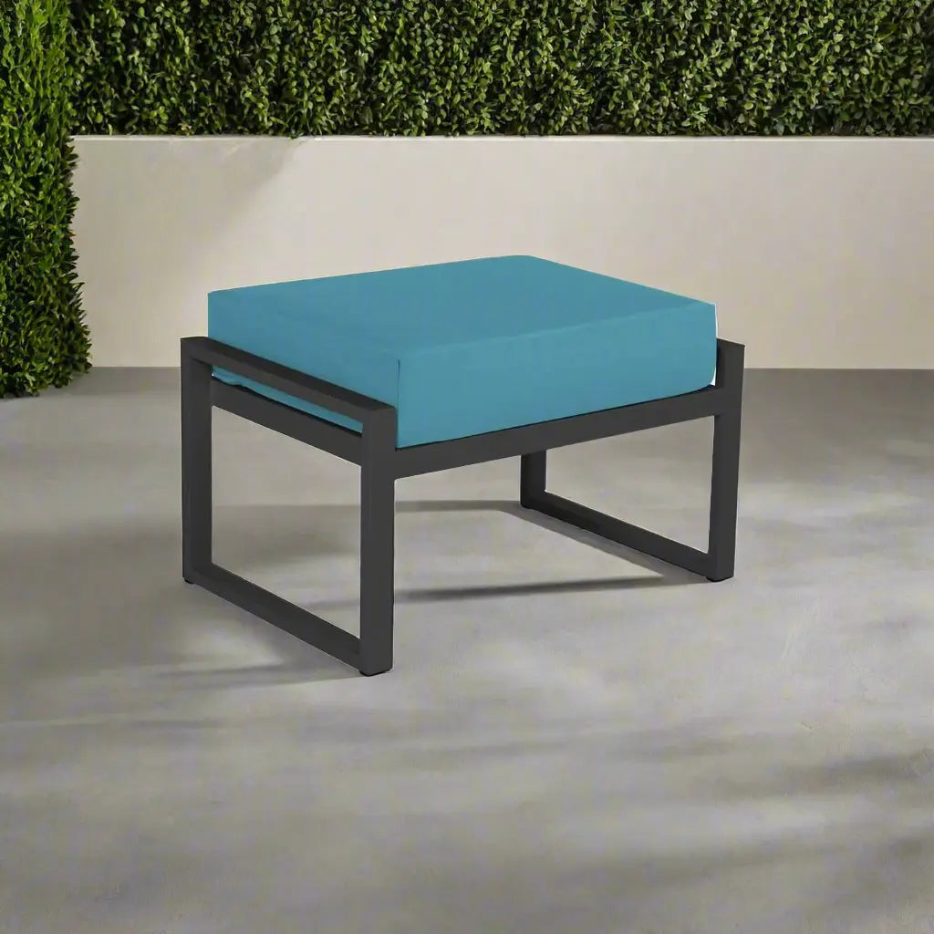 Outdoor pouf, 70 × 45 × 45 cm – coated metal and fabric | Oscar Furniture