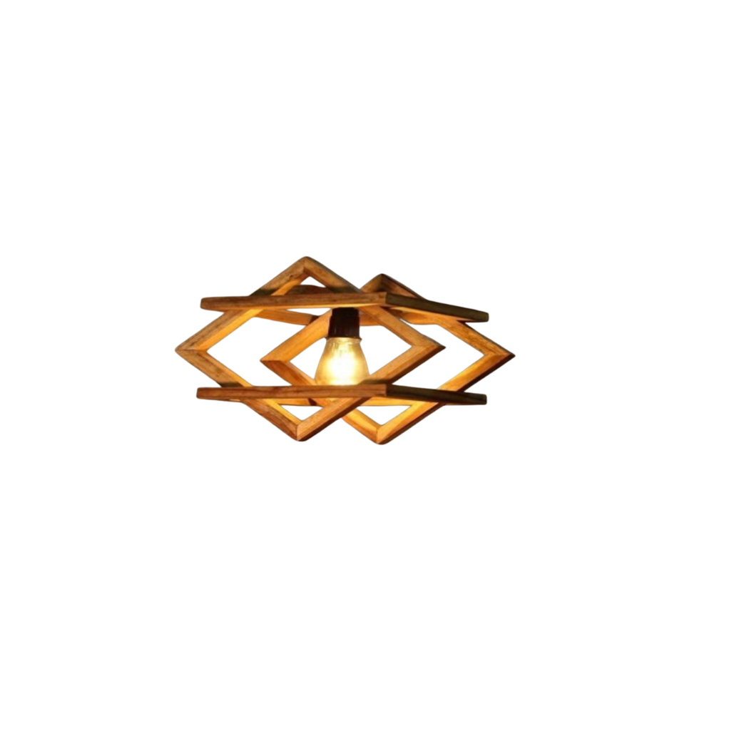 Single Ceiling Pendant Natural Wood Reddish Brown Paint – Model SKN-036 from Oscar Furniture