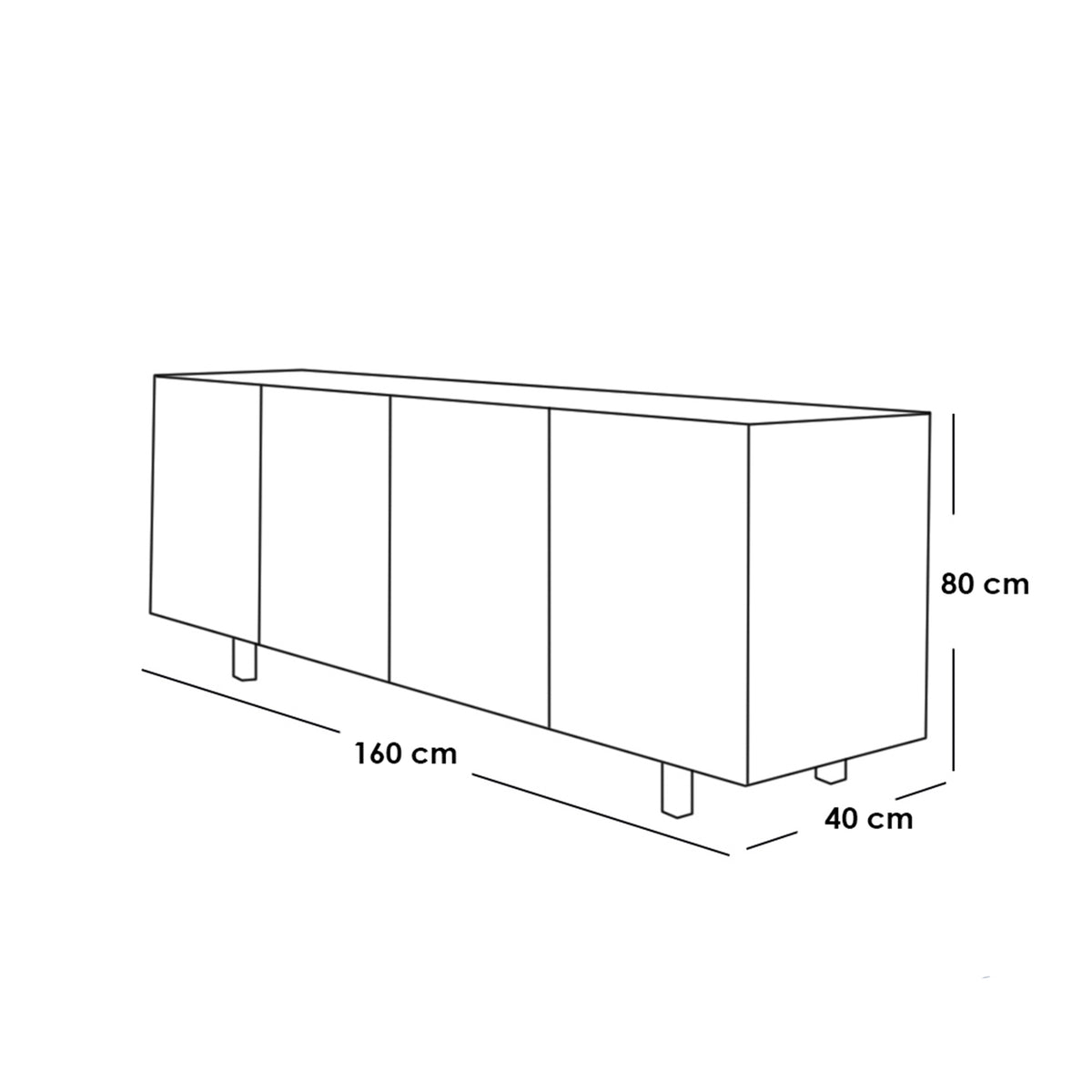 White and beige MDF 4-door buffet - 80 x 160 x 40 cm - OSM-560