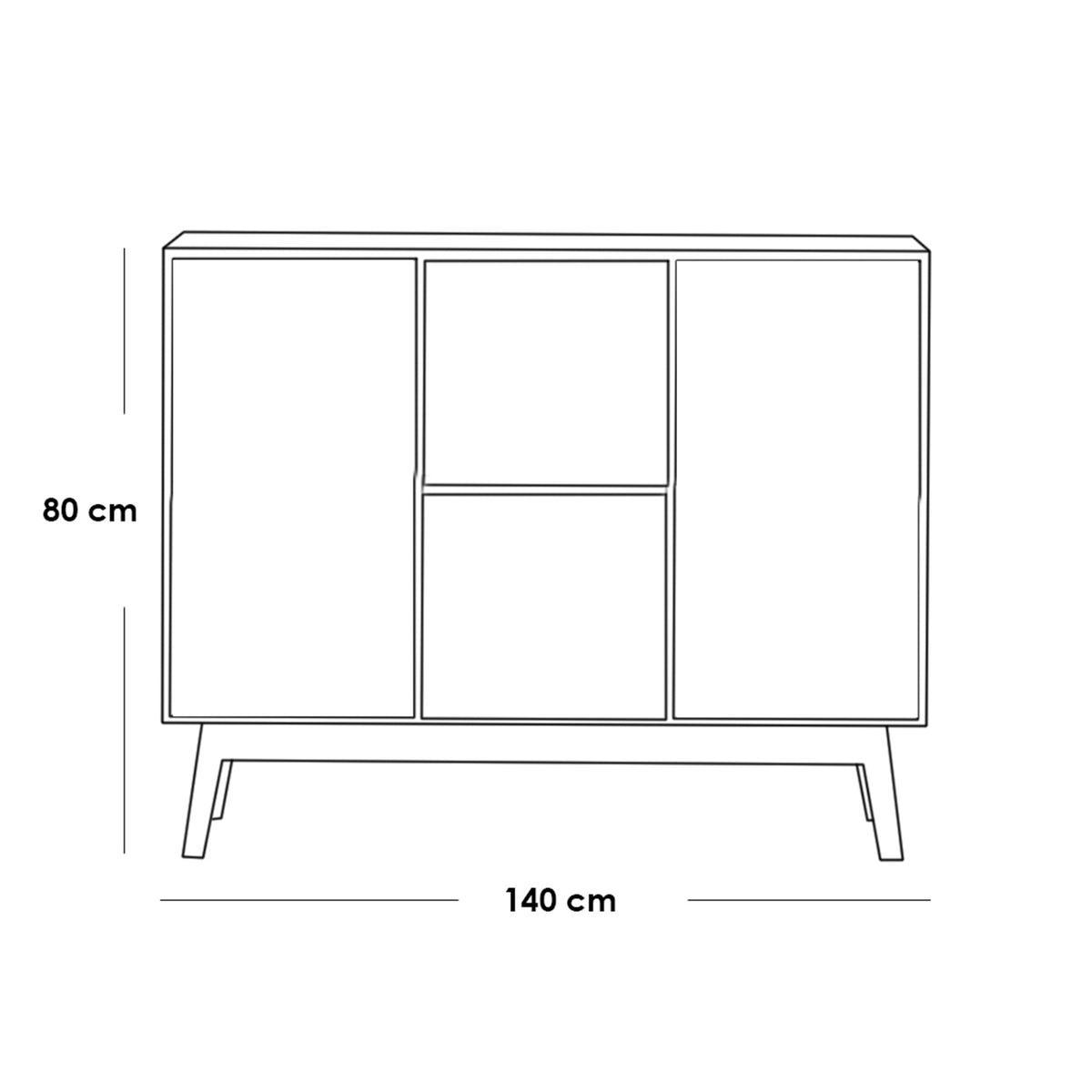 White and beige MDF buffet - 80 x 140 x 40 cm - OSM-570