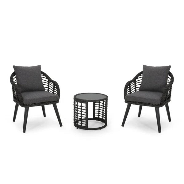 Rattan Chanel set, 2 chairs and a table