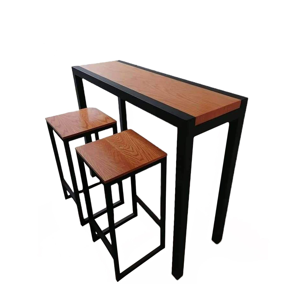 Dining table and 2 chairs, steel and wood - SRS-021