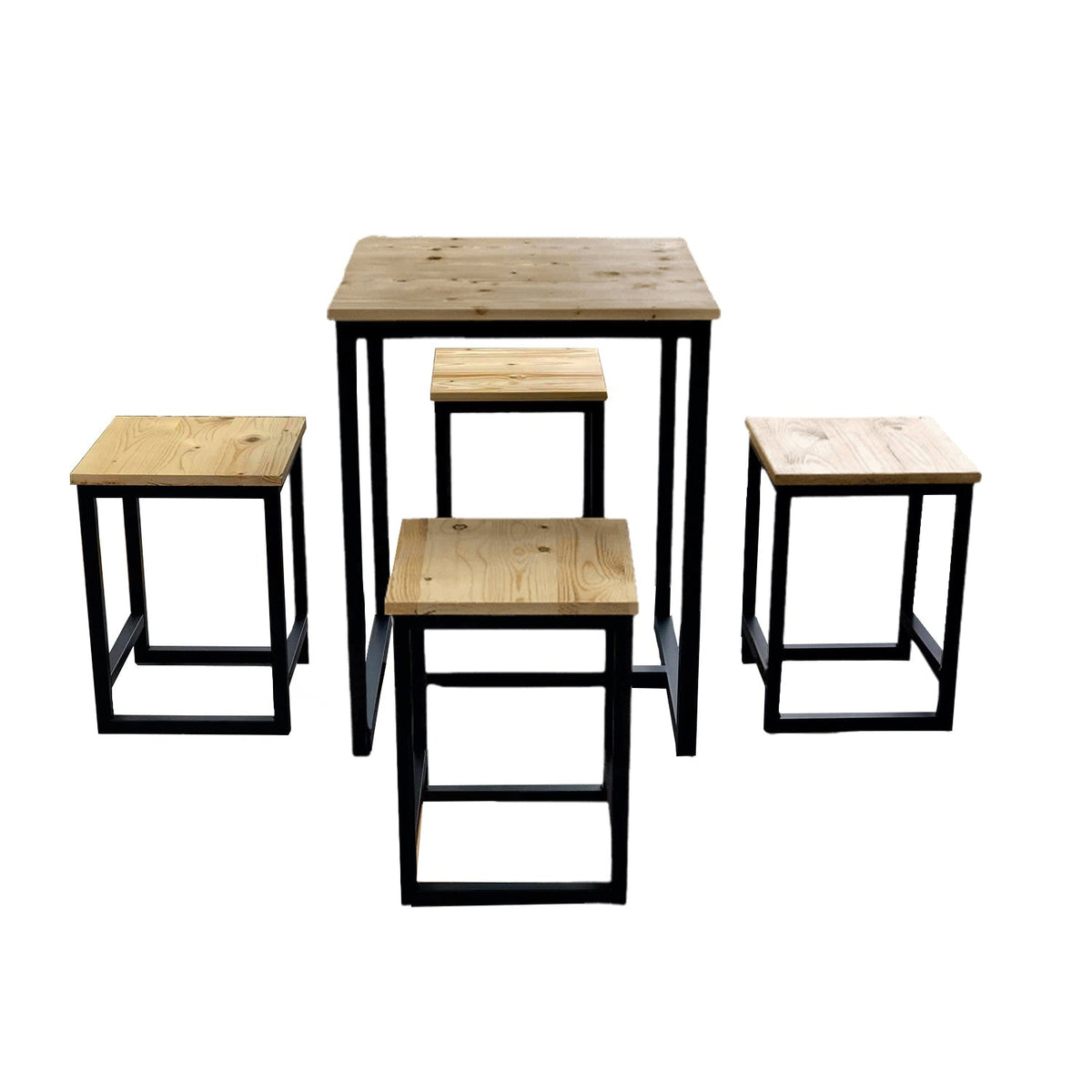 Dining set of 4 chairs and a table, steel and wood - SRS-016