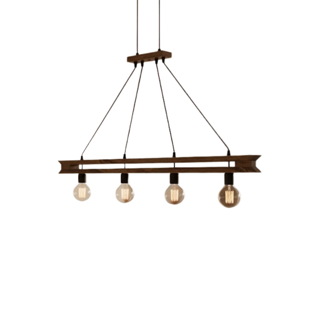 Natural Wood Chandelier with Reddish Brown Paint – Model SKN-011 from Oscar Furniture